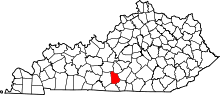 Map of Kentucky highlighting Metcalfe County