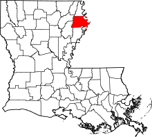 Map of Louisiana highlighting Madison Parish