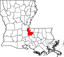 Map of Louisiana highlighting Pointe Coupee Parish