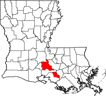 Map of Louisiana highlighting Saint Martin Parish