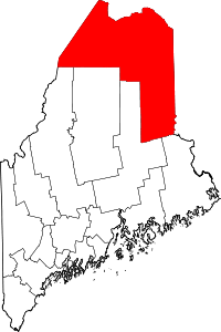 Map of Maine highlighting Aroostook County