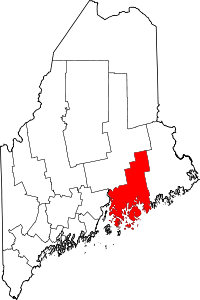 State map highlighting Hancock County