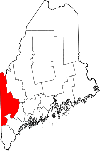 Map of Maine highlighting Oxford County