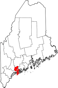 State map highlighting Sagadahoc County