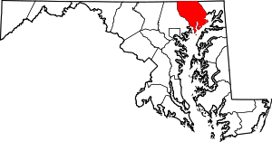 State map highlighting Harford County