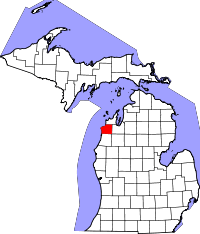 State map highlighting Benzie County