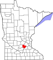 Map of Minnesota highlighting Carver County