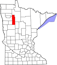 Map of Minnesota highlighting Clearwater County