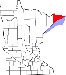 Map of Minnesota highlighting Cook County