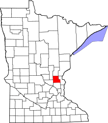 State map highlighting Isanti County