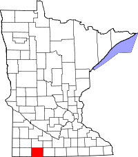 Map of Minnesota highlighting Jackson County