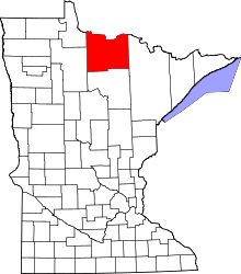 Map of Minnesota highlighting Koochiching County