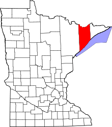 Map of Minnesota highlighting Lake County