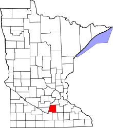 Map of Minnesota highlighting Le Sueur County