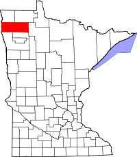 Map of Minnesota highlighting Marshall County