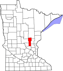 Map of Minnesota highlighting Mille Lacs County