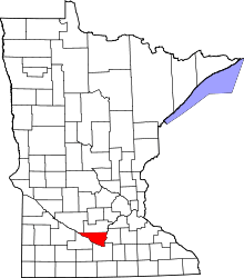 Map of Minnesota highlighting Nicollet County