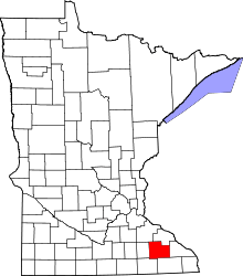 Map of Minnesota highlighting Olmsted County