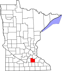 Map of Minnesota highlighting Rice County