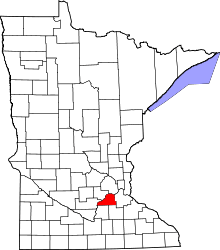 Map of Minnesota highlighting Scott County