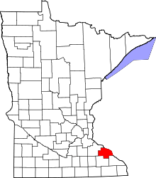 Map of Minnesota highlighting Wabasha County