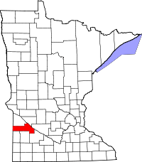 State map highlighting Yellow Medicine County