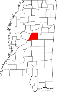 State map highlighting Attala County