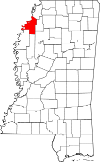 Map of Mississippi highlighting Coahoma County