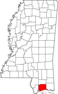 State map highlighting Harrison County