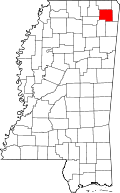 State map highlighting Prentiss County