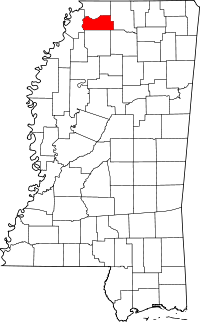 State map highlighting Tate County