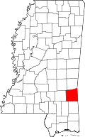 Map of Mississippi highlighting Wayne County