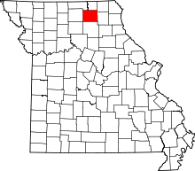 Map of Missouri highlighting Adair County