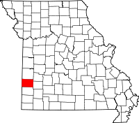 Map of Missouri highlighting Barton County