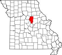 Map of Missouri highlighting Boone County