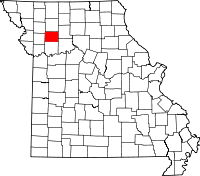 Map of Missouri highlighting Caldwell County