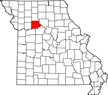 Map of Missouri highlighting Carroll County