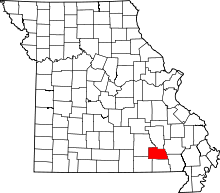 Map of Missouri highlighting Carter County