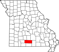 Map of Missouri highlighting Douglas County