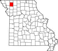 Map of Missouri highlighting Gentry County