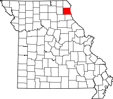 Map of Missouri highlighting Lewis County