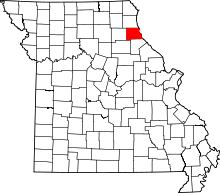 Map of Missouri highlighting Marion County