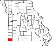 Map of Missouri highlighting McDonald County