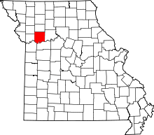 Map of Missouri highlighting Ray County