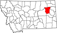 Map of Montana highlighting McCone County