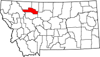 Map of Montana highlighting Pondera County