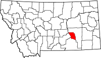 Map of Montana highlighting Treasure County