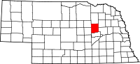 Map of Nebraska highlighting Boone County