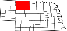 Map of Nebraska highlighting Cherry County