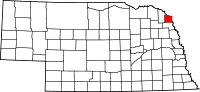 Map of Nebraska highlighting Dakota County